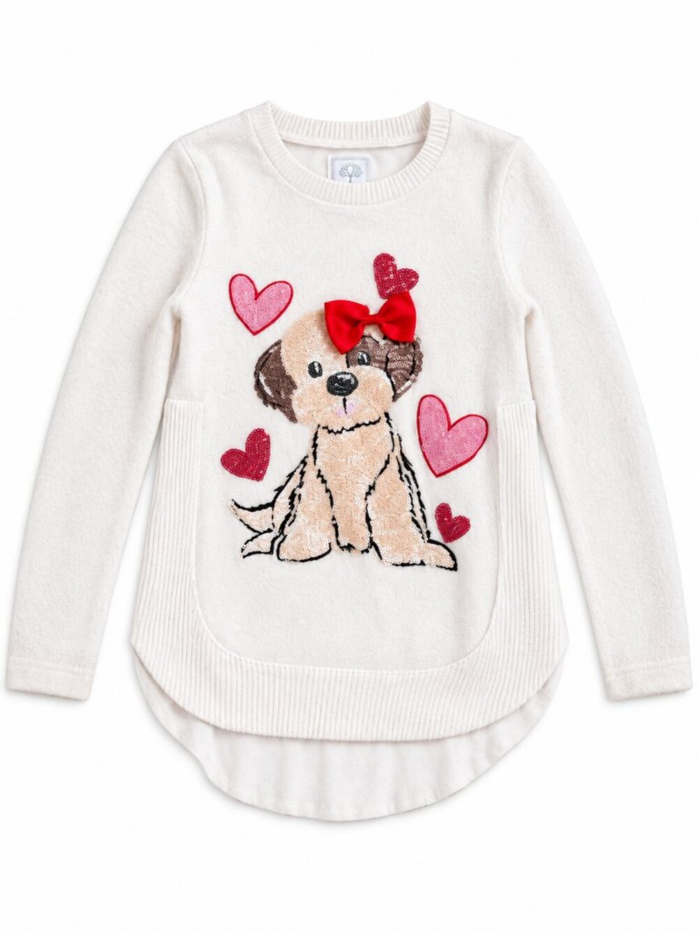 Colortree Girls Sequin Puppy Heart Sweater Size 4